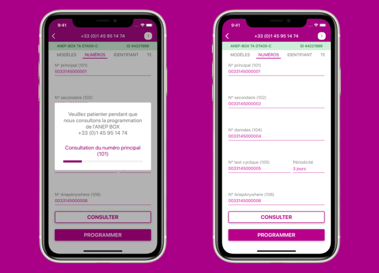 Captures de 2 écrans ANEPmobile